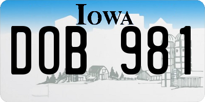 IA license plate DOB981
