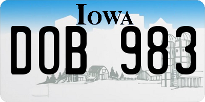 IA license plate DOB983
