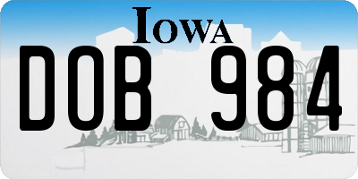 IA license plate DOB984