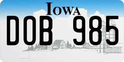 IA license plate DOB985