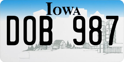 IA license plate DOB987
