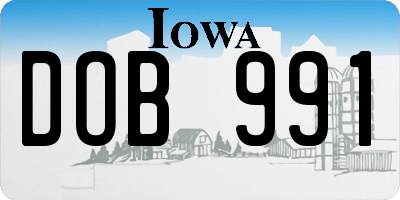IA license plate DOB991