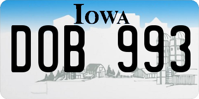 IA license plate DOB993