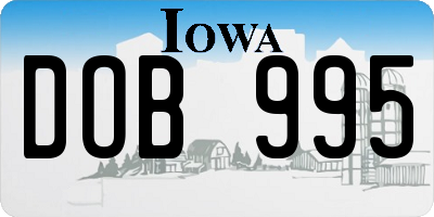 IA license plate DOB995