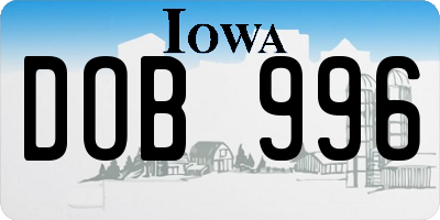 IA license plate DOB996