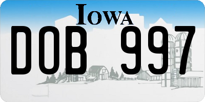 IA license plate DOB997
