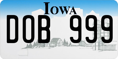 IA license plate DOB999