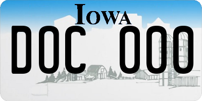 IA license plate DOC000