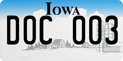 IA license plate DOC003