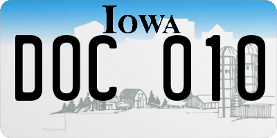 IA license plate DOC010