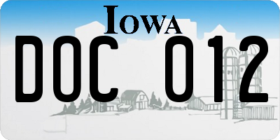IA license plate DOC012