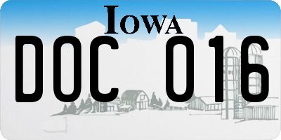 IA license plate DOC016