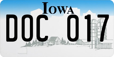 IA license plate DOC017