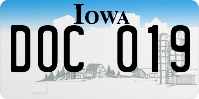 IA license plate DOC019