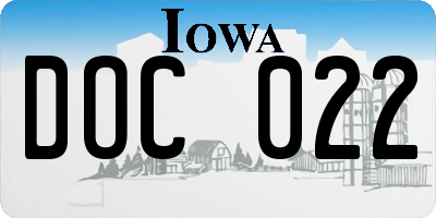 IA license plate DOC022