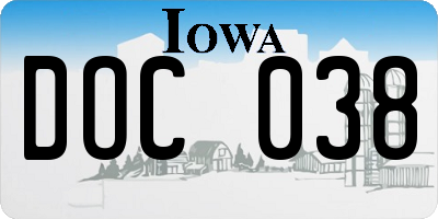 IA license plate DOC038