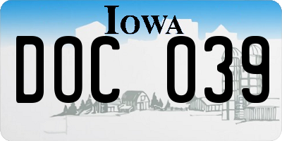 IA license plate DOC039