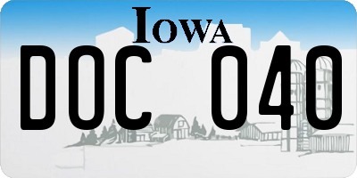 IA license plate DOC040