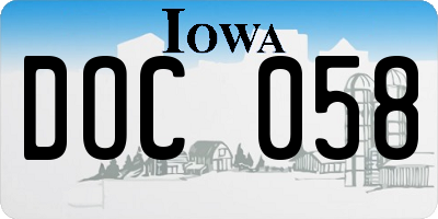 IA license plate DOC058