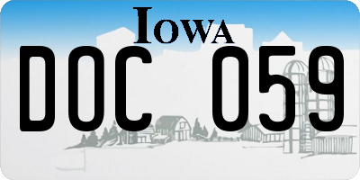 IA license plate DOC059