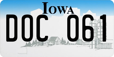 IA license plate DOC061