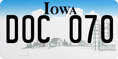 IA license plate DOC070