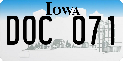 IA license plate DOC071