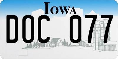 IA license plate DOC077