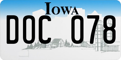 IA license plate DOC078