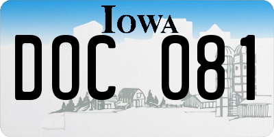 IA license plate DOC081