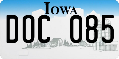 IA license plate DOC085
