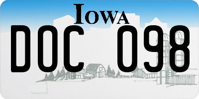 IA license plate DOC098