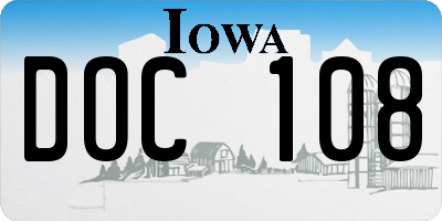IA license plate DOC108