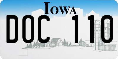IA license plate DOC110