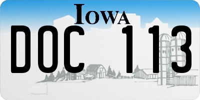 IA license plate DOC113
