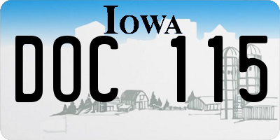 IA license plate DOC115