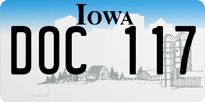IA license plate DOC117