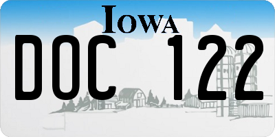 IA license plate DOC122