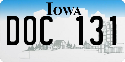 IA license plate DOC131