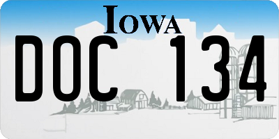 IA license plate DOC134