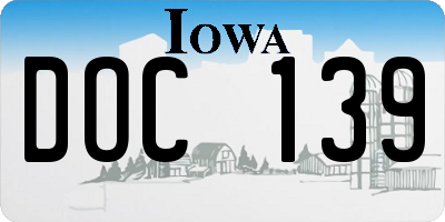 IA license plate DOC139