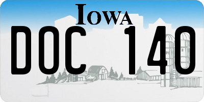 IA license plate DOC140