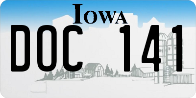 IA license plate DOC141
