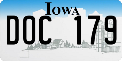 IA license plate DOC179