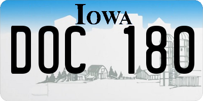 IA license plate DOC180