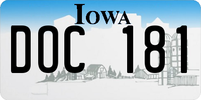 IA license plate DOC181
