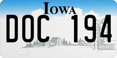 IA license plate DOC194