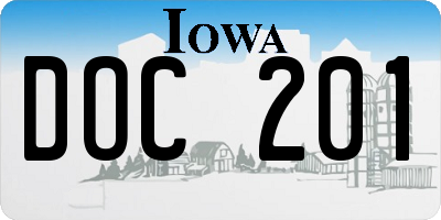 IA license plate DOC201