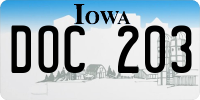 IA license plate DOC203