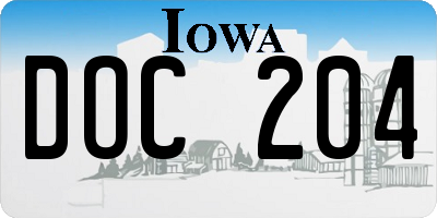 IA license plate DOC204